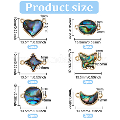 12Pcs 6 Styles Paua Shell Connector Charms&nbsp;FIND-FH0007-96G