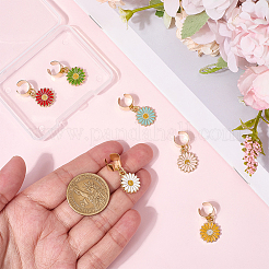 6Pcs 6 Colors Alloy Enamel Flower Stethoscope Pendant Decorations&nbsp;HJEW-SP0001-35