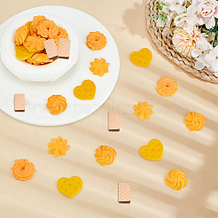 50個5スタイル不透明樹脂カボション  模造クッキー  混合図形  砂茶色  21.5~29x12.5~30.8x7~10mm  10個/スタイル&nbsp;RESI-MA0001-02