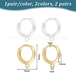 4Pcs 2 Style 925 Sterling Silver Hoop Earrings&nbsp;STER-GO0001-07