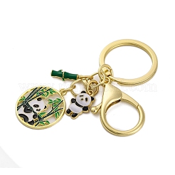 Rack Plating Panda Zinc Alloy Enamel Pendant Keychain&nbsp;KEYC-G064-01E