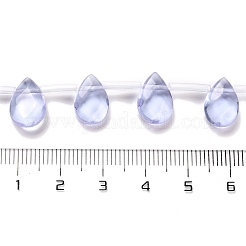 K9ガラスビーズ連売り  トップ掘削  多面カット  ティアドロップ  ライトスチールブルー  12x8x3.5mm  穴：0.8mm  約25個/連  14.80''（37.6センチメートル）&nbsp;GLAA-Q102-01G