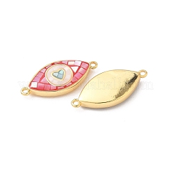 真鍮パヴェシェルコネクタチャーム  エナメル  18KGP本金メッキ  ラックめっき  長持ちメッキ  カドミウムフリー＆鉛フリー  ミックスカラー  馬の目  8.5x19.5x3.5mm  穴：1mm&nbsp;KK-I357-04G-02