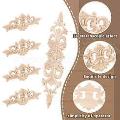 12Pcs 2 Styles Natural Solid Wood Carved Onlay Applique Craft&nbsp;AJEW-AR0005-05