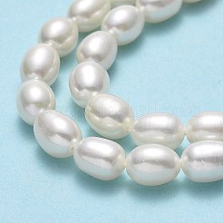 天然養殖淡水パールビーズ連売り  ライス  リネン  6.5~7x5~5.5mm  穴：0.6mm  約54~56個/連  14.76''（37.5センチメートル）&nbsp;PEAR-J006-20A-01
