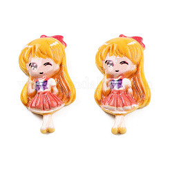 オペーク樹脂カボション  女の子  ゴールド  24x12.5x4.5mm&nbsp;LS-CRES-N018-050
