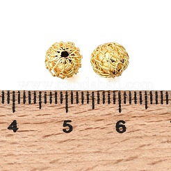 真鍮ビーズ  テクスチャラウンド  長持ちメッキ  ラックめっき  ゴールドカラー  7mm  穴：1mm&nbsp;KK-C258-04G