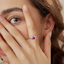 1Pc Teardrop Adjustable 925 Sterling Silver Rhinestone Finger Ring Components&nbsp;STER-BC0003-65
