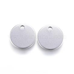 変色しにくい304ステンレススチールチャーム  フラットラウンド  空白タグのスタンプ  ステンレス鋼色  8x1mm  穴：1.5mm&nbsp;STAS-G124-27P-8mm