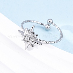 304 Stainless Steel Rhinestone Cuff Rings&nbsp;RJEW-D306-23P