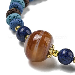 Dyed Natural Lava Rock Rondelle Braided Bead Bracelets&nbsp;BJEW-Z026-01A