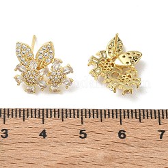 花柄の葉をモチーフにした真鍮と透明なマーキーズカットおよびラウンドカットのキュービックジルコニアを使用したスタッドピアス  18KGP本金メッキ  18.5x14.5mm&nbsp;KK-CBA36A2-09G