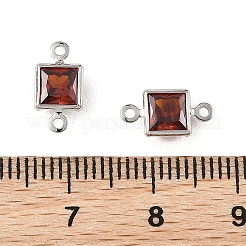 SHEGRACE Brass Pave Cubic Zirconia Square Connector Charms&nbsp;XGRQ2O169-440B-P