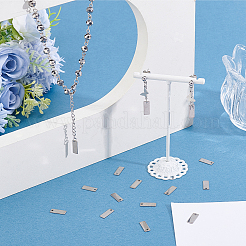 201ステンレススチールチャーム120個  空白タグのスタンプ  長方形  ステンレス鋼色  13x5x0.5mm  穴：1.2mm&nbsp;STAS-BBC0010-52P