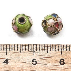 手作り七宝ビーズ  ラウンド  緑黄  7.8~8x7~7.5mm  穴：1.2mm&nbsp;CLB-O001-M07-04