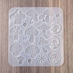 イースター DIY ペンダント モールド  シリコーン鋳造金型  UVレジン用  エポキシ樹脂工芸品作り  キノコ  ホワイト  129x119x5mm  穴：1.5~2mm&nbsp;AJEW-U023-02C