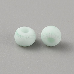 不透明な8/0ガラスシードビーズ  丸い穴  つや消し色  ラウンド  ライトシアン  3x2mm  穴：1mm  20 G /袋&nbsp;SEED-TAC0001-01A-08