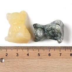 天然および合成混合宝石彫刻犬の置物  自宅オフィスデスクトップ風水装飾  21~23x19.5~22.5x30mm&nbsp;DJEW-M015-10