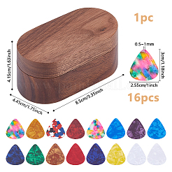 1Pc 4-Slot Oval Shaped Wood Storage Boxes with Magnetic Lid for Guitar Picks&nbsp;OBOX-DC0001-03B