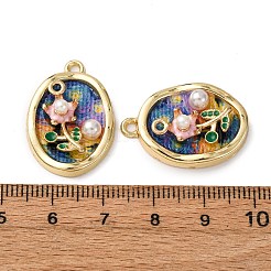 Printed Alloy Enamel Pendants&nbsp;ENAM-B028-36KCG-02