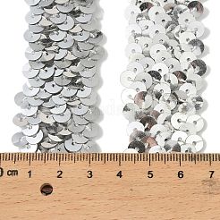 10mの環境に優しいプラスチック製のパイエットビーズ  スパンコールビーズ  装飾アクセサリー  フラットラウンド  銀  28mm&nbsp;PVC-XCP0001-03