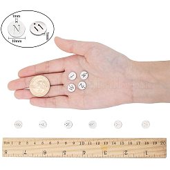 304ステンレススチールチャーム  アルファベット付きフラットラウンド  ステンレス鋼色  a～zの文字  10x1mm  穴：1mm  1個/文字  26個/箱&nbsp;STAS-PH0019-17P