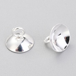 201 ステンレススチールビーズキャップペンダントベイル  グローブガラスバブルカバーペンダント用  銀  7x10mm  穴：3mm&nbsp;STAS-G224-24S-01