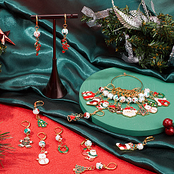 Christmas Theme Alloy Enamel Rhinestone Pendant Locking Stitch Markers&nbsp;HJEW-SC00001