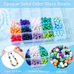 375Pcs 15 Colors Opaque Solid Color Glass Beads&nbsp;GLAA-TA0003-26