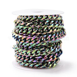 304ステンレススチールキューバチェーン  ツイストチェーン  溶接されていない  イオンプレーティング（ip）  虹色  10mm  リンク：13.5x10x3mm&nbsp;CHS-L020-023M