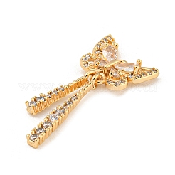 Brass Micro Pave Clear Cubic Zirconia Pendants&nbsp;KK-Z057-06G