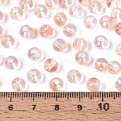 ベーキングペイント透明ガラスビーズ  ラウンド  ライトサーモン  6mm  穴：1.2mm  約1607個/ポンド&nbsp;DGLA-T004-08I