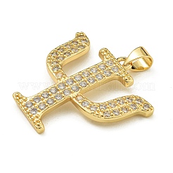 Rack Plating Brass Micro Pave Clear Cubic Zirconia Pendants&nbsp;KK-Z067-01G-02