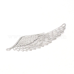 合金ペンダント  DIYネックレスブレスレット用  ウイング  プラチナ  110x38x1.5mm  穴：2.5mm  2個/ペア&nbsp;PALLOY-WH0092-02B-P