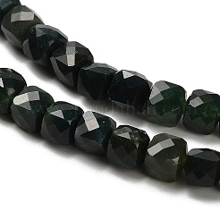 天然石モスアゲートビーズ連売り  多面カット  キューブ  6.5~7.5x6.5~7.5x6.5~7.5mm  穴：1.2mm  約57~58個/連  15.35''~15.55''（39~39.5センチメートル）&nbsp;G-H078-C30-01