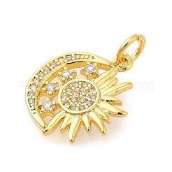 Rack Plating Brass Micro Pave Cubic Zirconia Pendants&nbsp;KK-S396-68G
