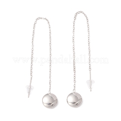Tarnish Resistant Long Chain with Round Ball Dangle Stud Earrings&nbsp;EJEW-A067-17P