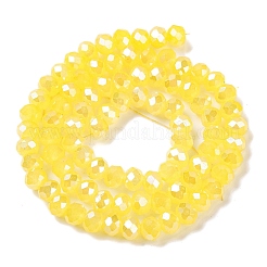 電気メッキガラスビーズ連売りを焼く  ABカラー  多面カット  ロンデル  きいろ  10x8mm  穴：1mm  約60~61個/連  46~48cm&nbsp;DGLA-A039-J10mm-B23