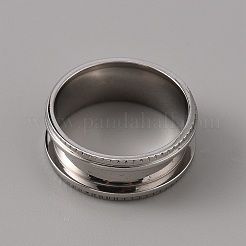 201 Stainless Steel Grooved Finger Ring Settings&nbsp;STAS-WH0027-26B-P