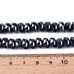 電気メッキガラスビーズセット  ロンデル  多面カット  プルシアンブルー  7.5~8x4.5~5.5mm  穴：1.2~1.4mm  約34~37個/連  7.09~7.28インチ（18~18.5cm）&nbsp;EGLA-N022-04A-A02
