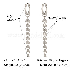 304ステンレススチール製ウィートタッセルフープピアス  プラチナ  60x6mm&nbsp;ID4958-2