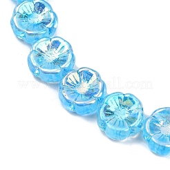 チェコ産プレスガラスビーズ  ハワイの花  ブルー  13.5~14x6mm  穴：1mm  約60個/袋&nbsp;GLAA-I061-30