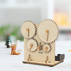 ギア未完成木製ピース15個  3本の輪ゴム付き  工芸品のDIY絵画用品  リネン  木片: 15個&nbsp;WOOD-OC0002-32