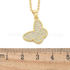 Brass Micro Pave Clear Cubic Zirconia Pendants Necklaces&nbsp;NJEW-M088-03G-02