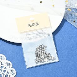シェグレイスの真鍮製丸ビーズ  カドミウムフリー＆ニッケルフリー＆鉛フリー  多面カット  プラチナメッキ  4x4x3.5mm  穴：1.2mm&nbsp;XGRPCU103-291P