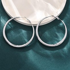 304ステンレススチールフープピアス  ステンレス鋼色  51x5mm&nbsp;EJEW-Z093-01P-01