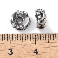 316サージカルステンレスビーズ  花  アンティークシルバー  8x3.5mm  穴：1.8mm&nbsp;STAS-P362-32AS