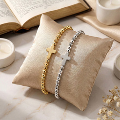 2Pcs Brass & 304 Stainless Steel Beads Stretch Bracelets Set&nbsp;EI7625-1