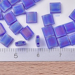MIYUKIティラビーズ  日本製シードビーズ  2穴  （tl151fr）マット透明コバルトab  5x5x1.9mm  穴：0.8mm  約118PCS /ボトル  10 G /ボトル&nbsp;SEED-JP0008-TL0151FR