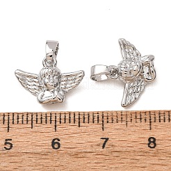 真鍮チャーム  エンジェルチャーム  プラチナ  11x15.5x4.5mm  穴：3x4.5mm&nbsp;KK-CBA5B40-01P